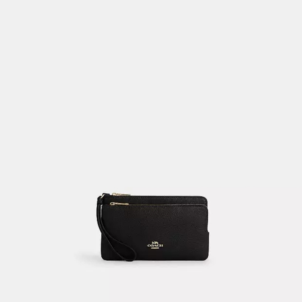 Coach Navy Wristlet with Gold Accents Double Zip Wallet - Picture 2 of 11